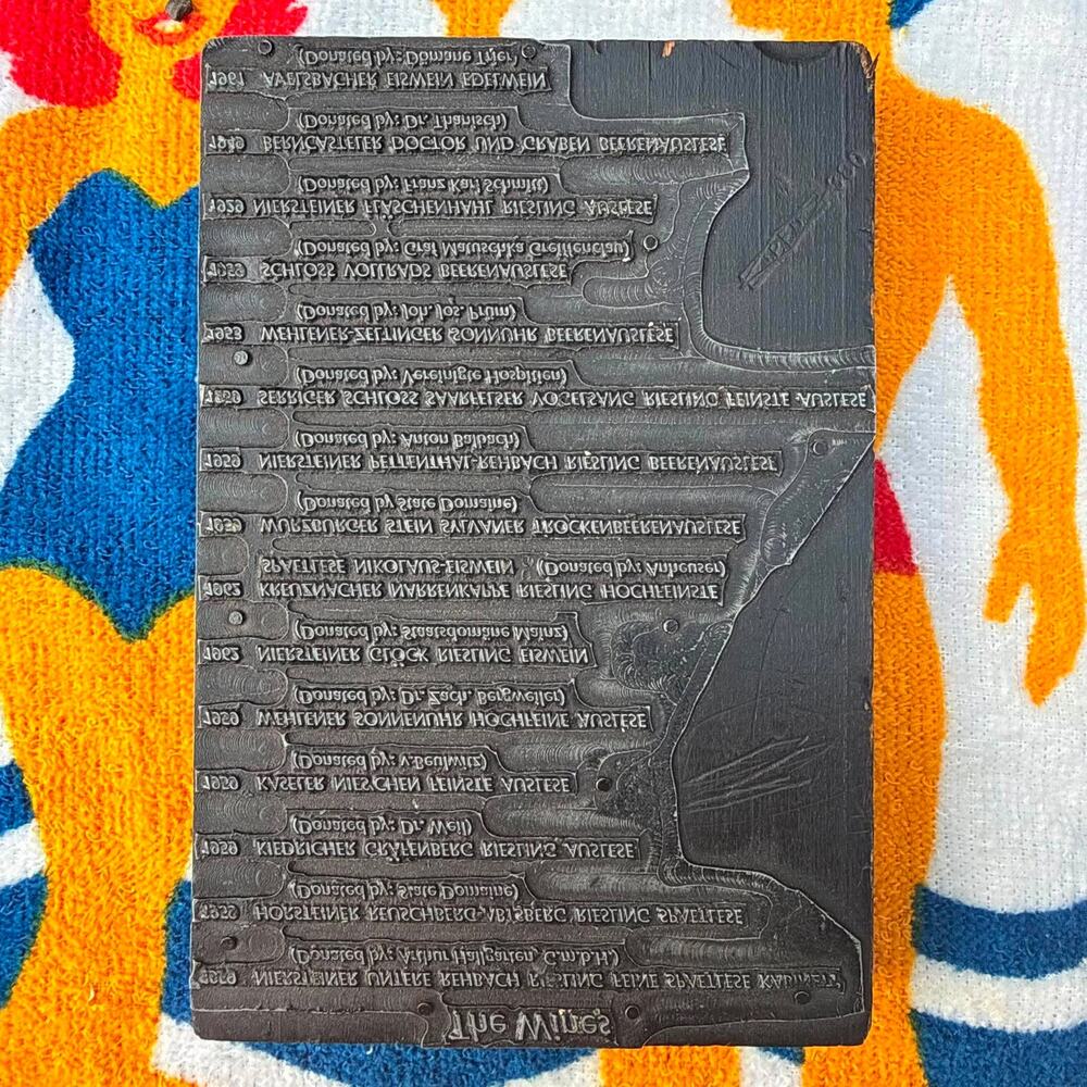 Antique Letterpress Printing Block The Wines Menu Typography Metal Wood Stamp